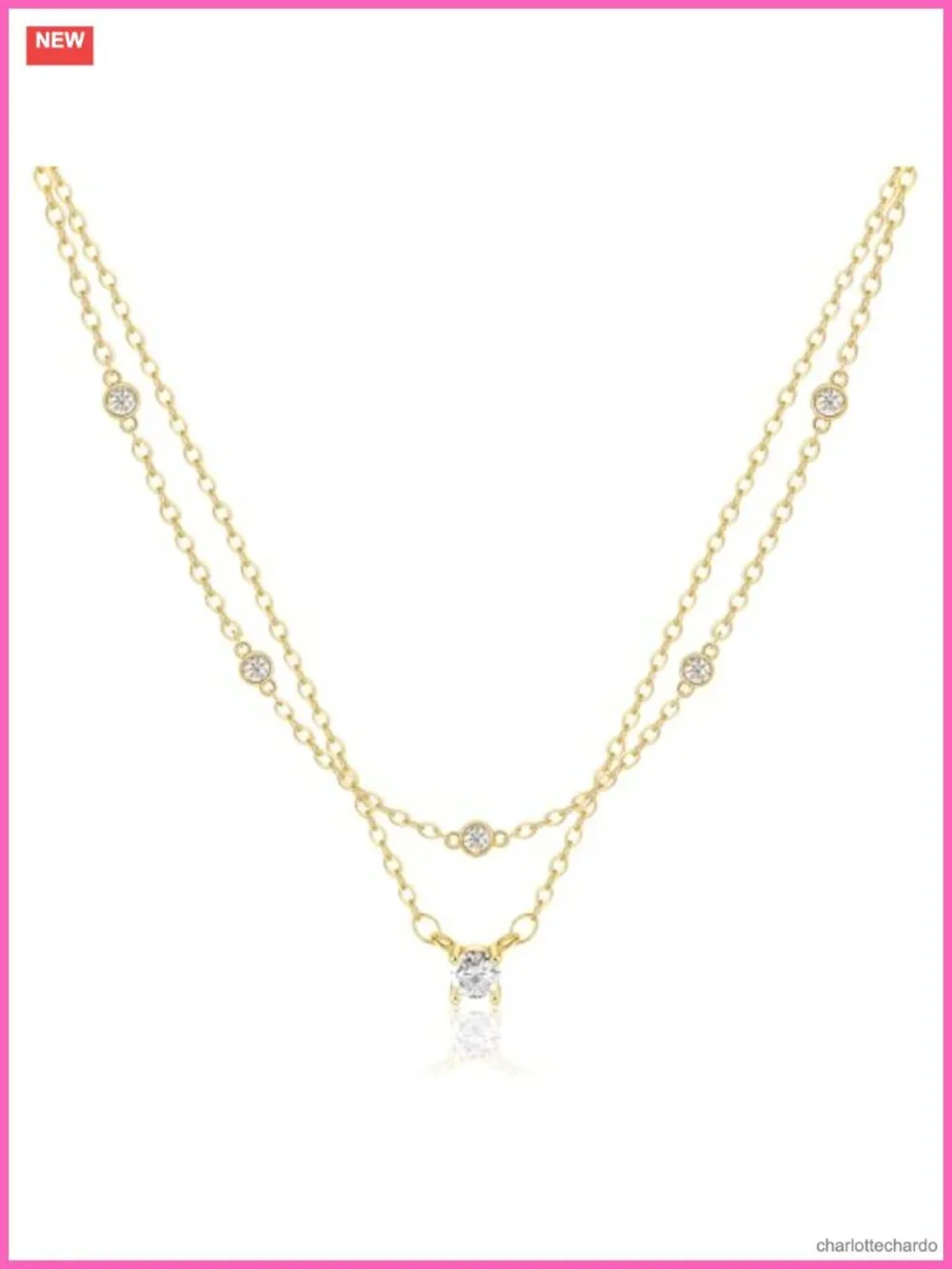 14K Gold Plated Layered Circle Pendant Necklace Set Dainty Stackable